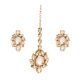 Floral Mirror Stone Earrings and Maang Tikka Set